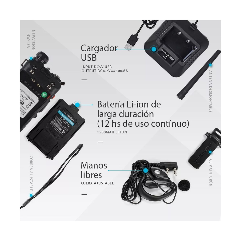 Handy Radio Walkie Talkie Newvision Bibanda 8w Vhf Uhf