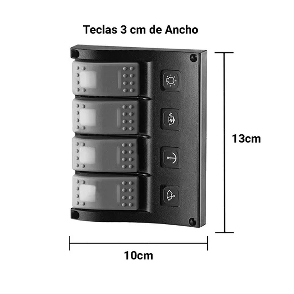 Tablero Náutico 4 Teclas Led 12v 25a P/embarcaciones