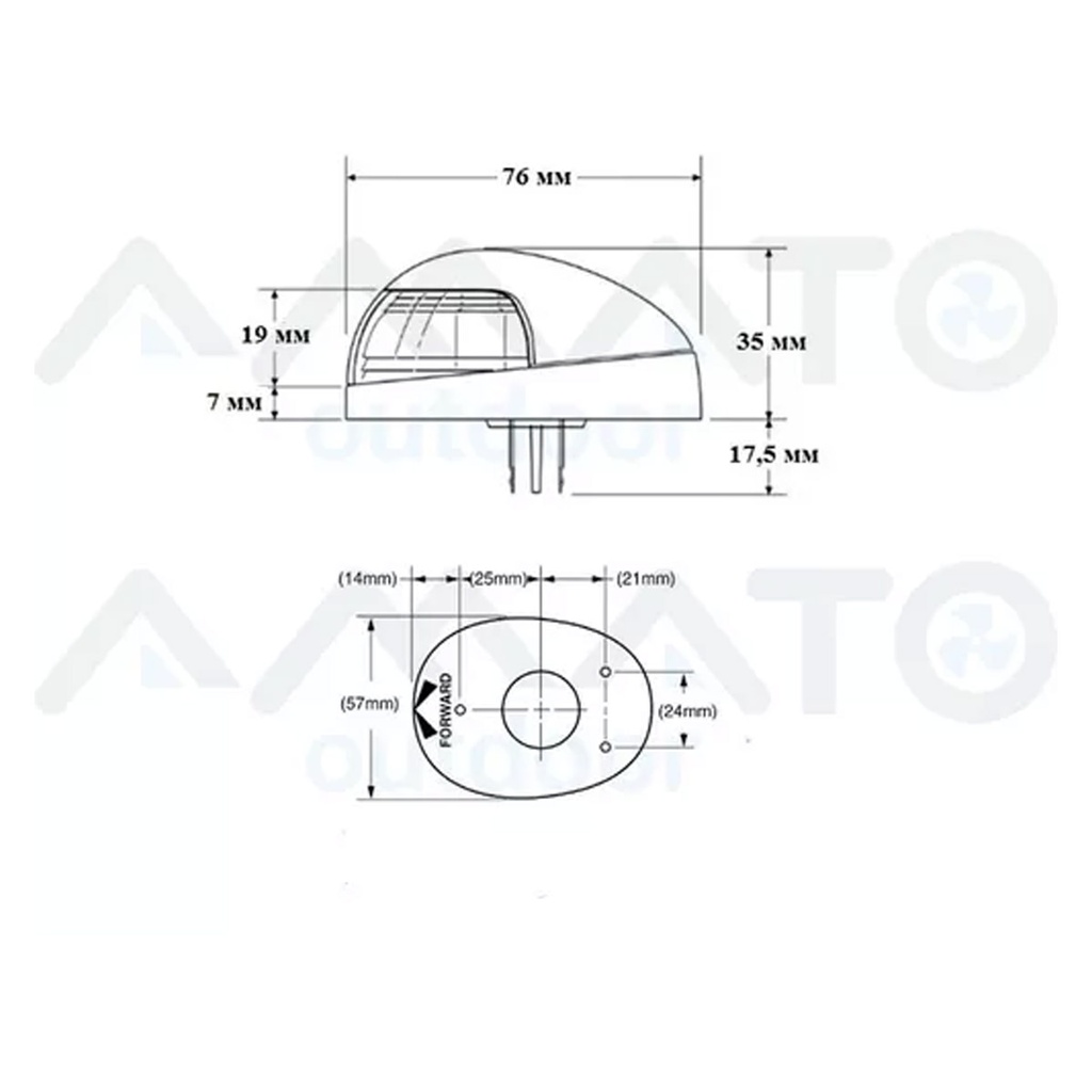 Luz Proa Attwood Bicolor Oval Plástico Blanca 