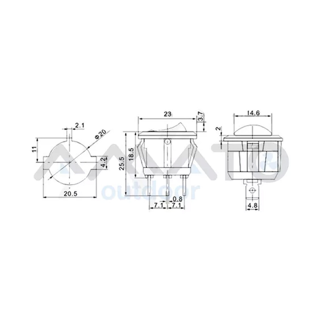 Tecla Redonda On/off Con Led - 12v Switch X3