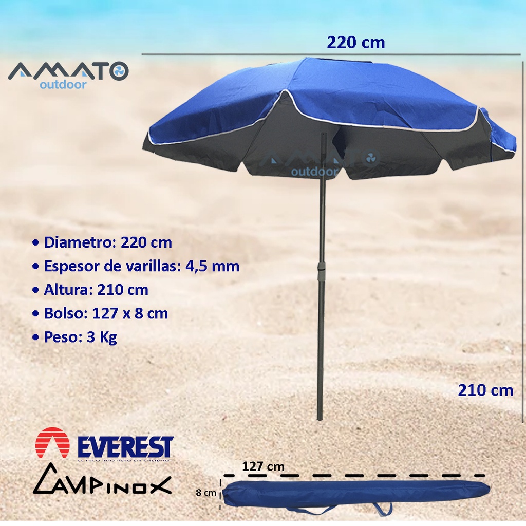Sombrilla Campinox Everest Aluminio Reforzada 2.20 Mts