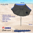 Sombrilla Campinox Everest Aluminio Reforzada 2.20 Mts