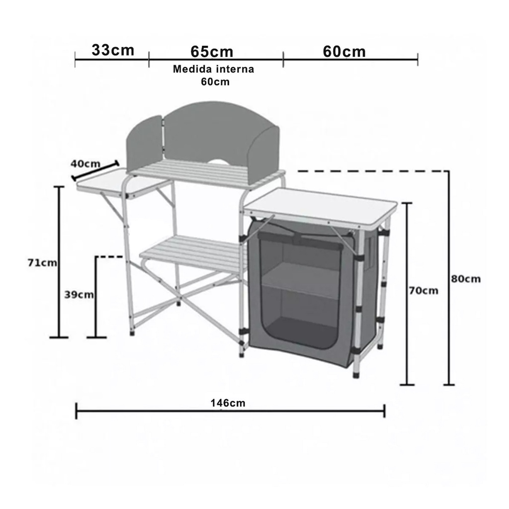 Mesa Armario Ntk Serena Kitchen Plegable Multiuso Camping 
