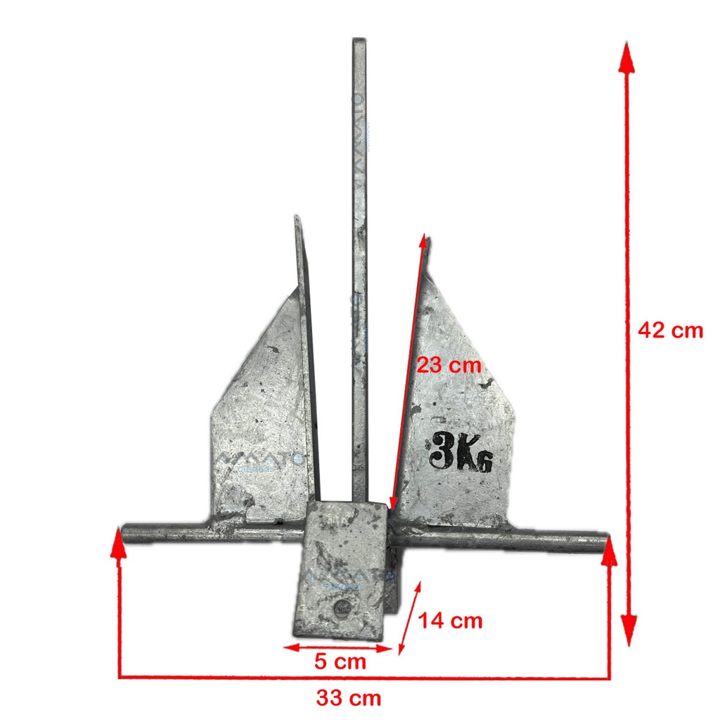 Ancla Compacta Danforth 3kg Galvanizada En Caliente Lancha