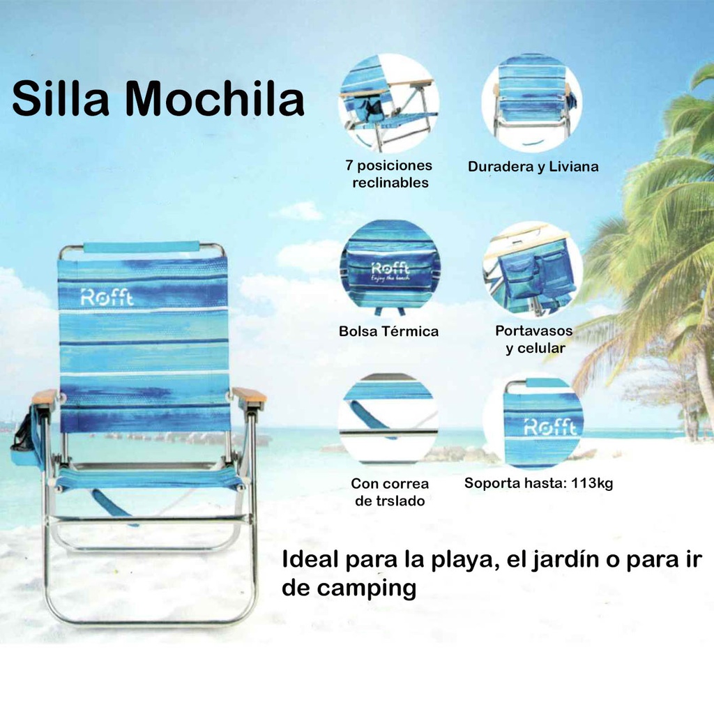 Reposera Sillon Playera Aluminio Reclinable Jardin 7 Posiciones