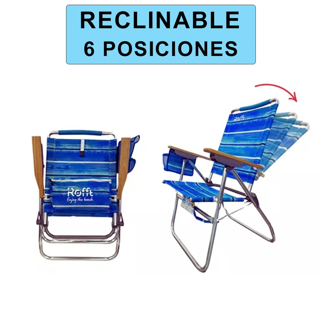 Reposera Sillon Playera Aluminio Reclinable Jardin 7 Posiciones