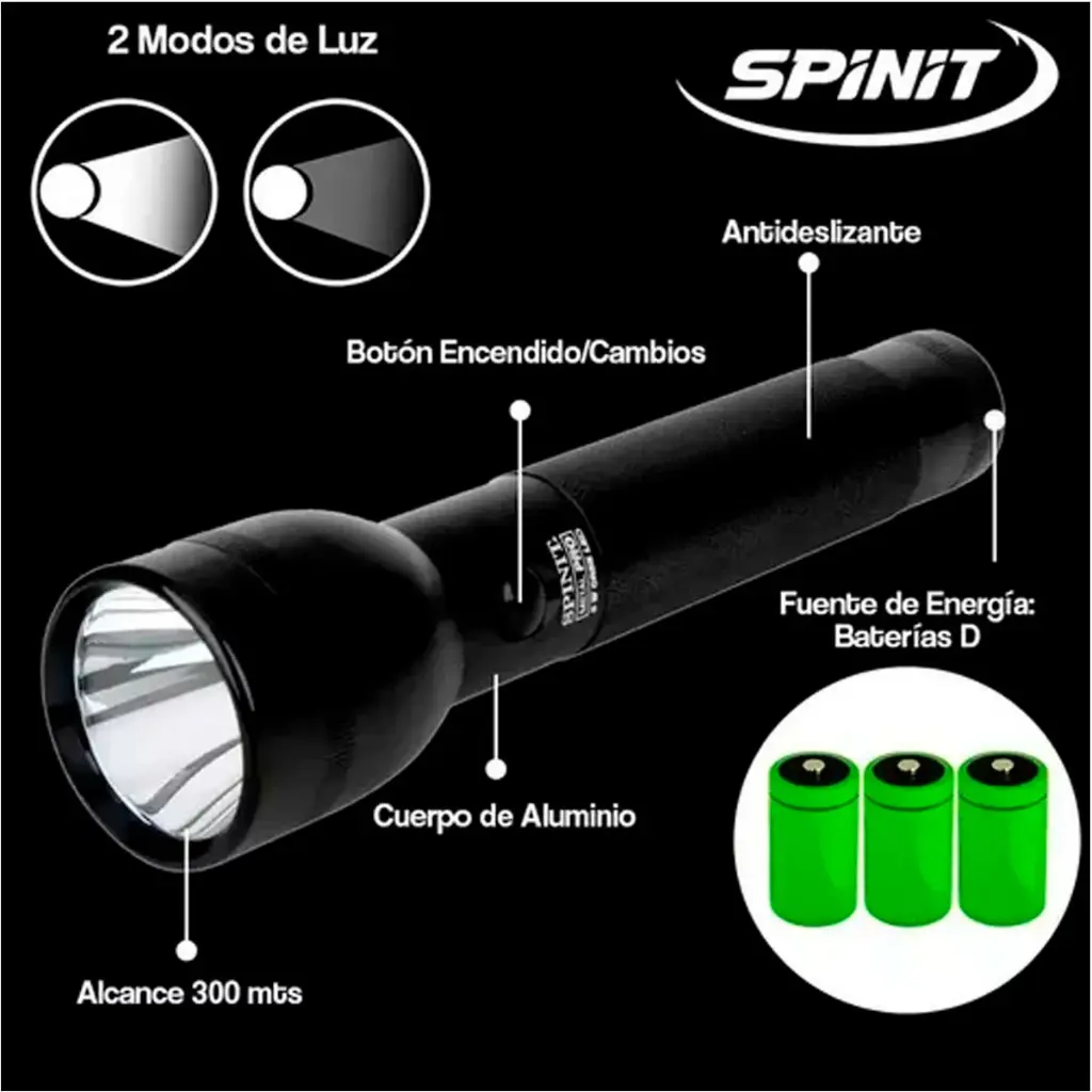 Linterna Spinit Metal Pro Led Usa Cree 3 Element 3 Watts