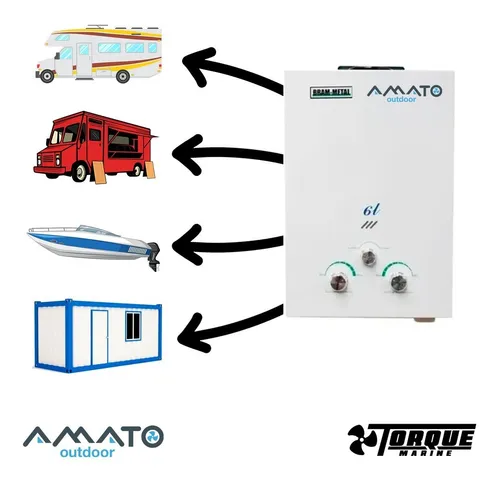 Calefon Motorhome Bram Metal 6lts Gas Envasado + Duchador De Regalo
