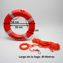 Salvavidas Circular Torque Marine Plástico 58 Cm + Cuerda 30 Metros