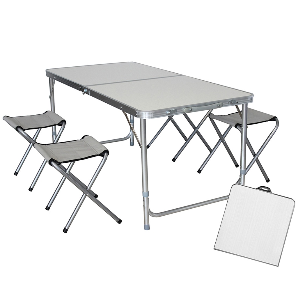 Mesa Camping De Aluminio Plegable Con Sillas Independientes Con Detalle