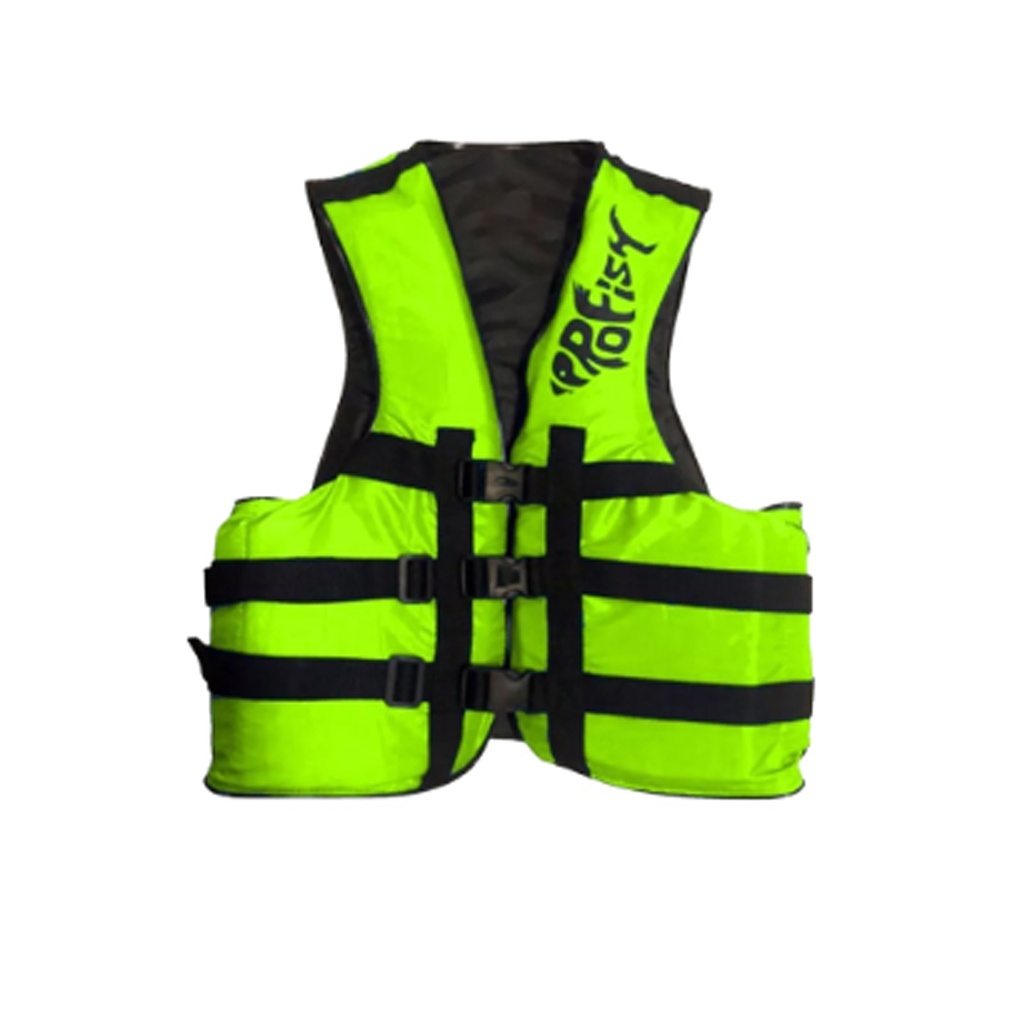 Chaleco Salvavidas Aquafloat Pro Fish 3 Cinturones Pesca Talle 06 Verde Fluor