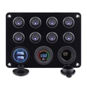 Tablero Náutico Motorhome 8 Teclas Led Voltímetro Usb 12v