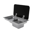 Bacha Cocina Inoxidable C/tapa Vidrio Motorhome Barco Rv