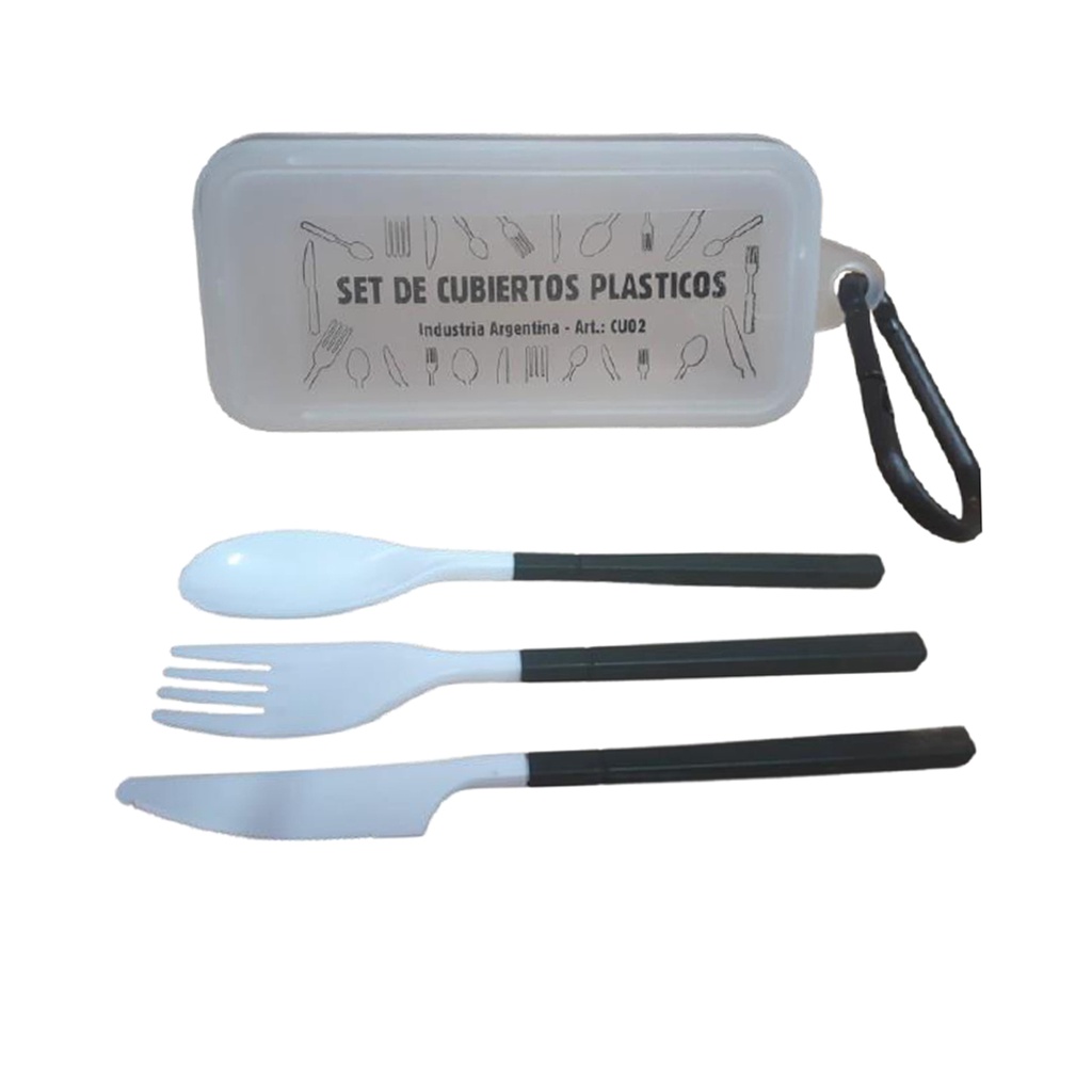 Set Cubiertos Desarmables Plastico Camping Mosqueton