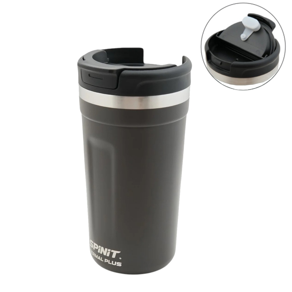 Vaso Termico Spinit Termal Plus 480 Ml Acero Inoxidable Negro