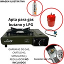 Cocina Anafe Dual Bi Gas Butano Camping Portátil Con Maletín Verde