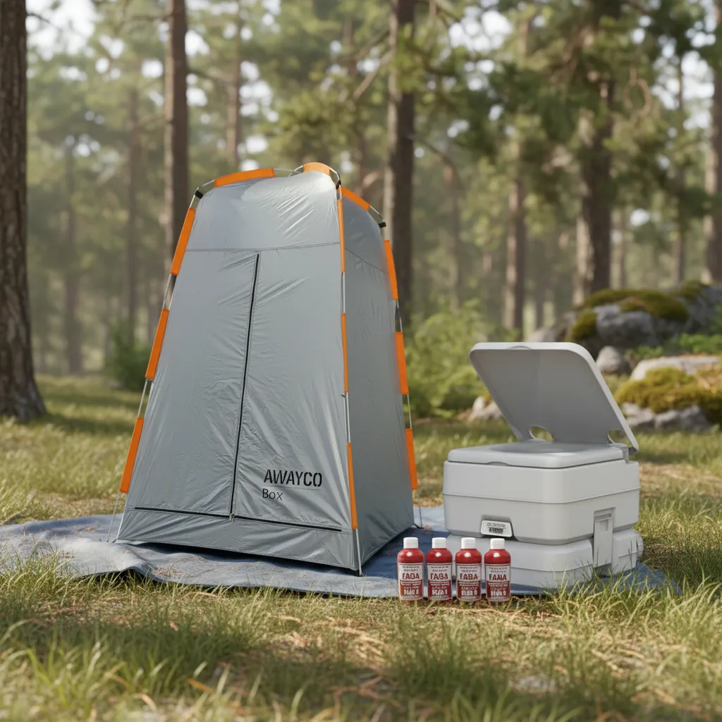 Carpa Baño Awayco Box Vestidor Cambiador Con Inodoro Químico Torque Marine 10l + Liquido Faba