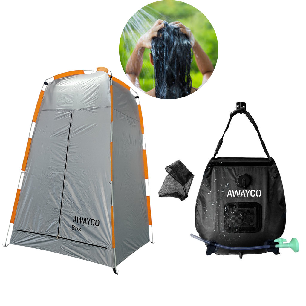 Kit Carpa Baño Box + Ducha Solar Portatil Indicador Temperatura