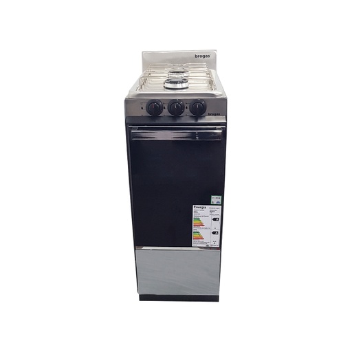 [BRO-1130-INOX-GE] Cocina Sobre Mesada 2 Hornallas Horno G/ Envasado Brogas
