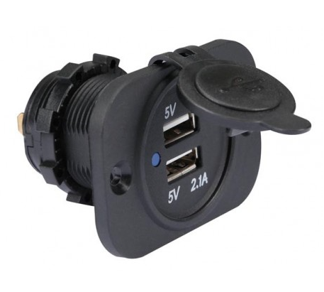 [AGDT-UV-TU] Cargador Toma Usb Doble Para Embutir Auto 12v Con Frente