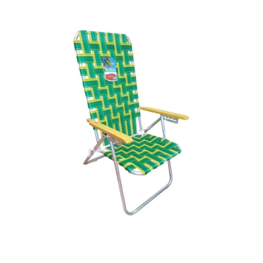 [SOL-1065 VerdeAmarillo] Sillon Reposera Aluminio 7/8  Plegable 5 Posiciones Solcito 1065