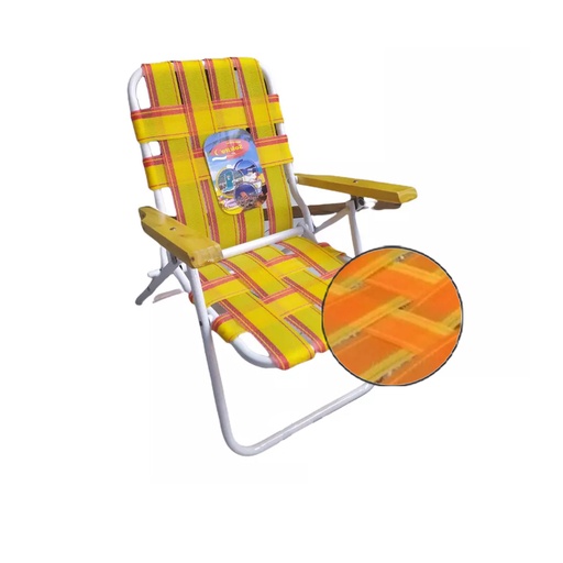 [SOL-2010 NaranjaAmarillo] Reposera Silla Playera Infantil Reforzada Para Niños Solcito 2010