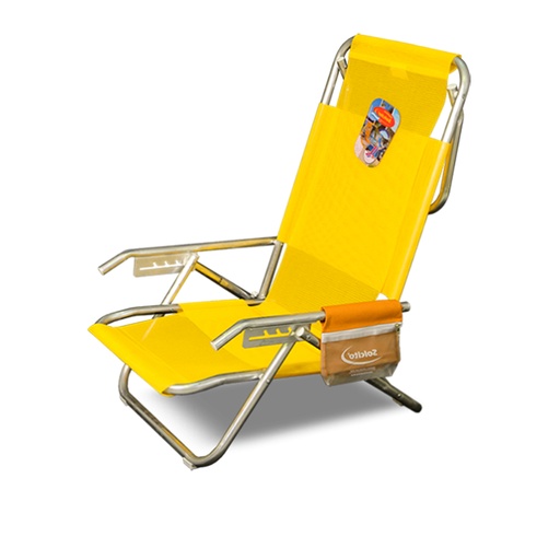[SOL-3025 Amarillo] Reposera Playera Aluminio Solcito 5 Posiciones 7/8 Reforzada 3025