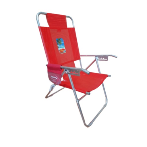 [SOL-3027 Rojo] Reposera Solcito Alta Playera 5 Posiciones Reforzada 3027