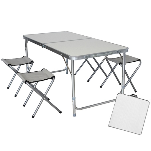 [MIC-01707] Mesa Camping De Aluminio Plegable Con Sillas Independientes Con Detalle
