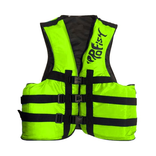 [KIE-1010120109908 VerdeFluor] Chaleco Salvavidas Aquafloat Pro Fish 3 Cinturones Pesca Talle 08 Verde Fluor