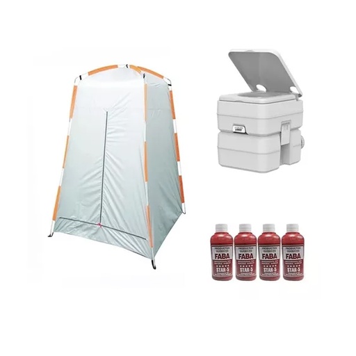[GON-307078-20L-FABAX4] Inodoro Químico 20L + Carpa Baño Vestidor Ntk + 4 Disgregantes
