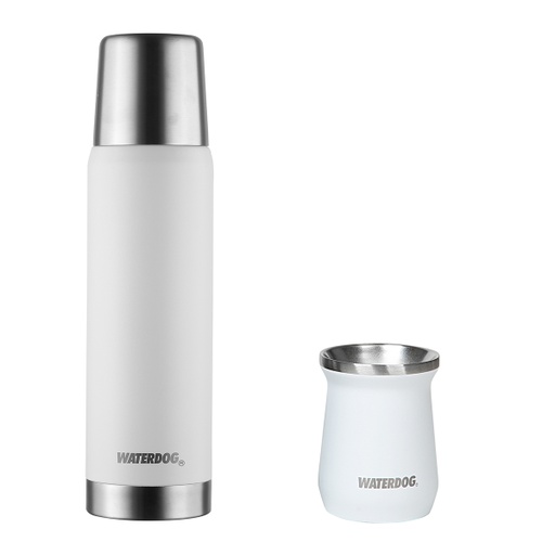[WALD-OBUS1000WH-ZOILO240WH] Combo Termo Waterdog Obus 1l + Mate Zoilo Acero