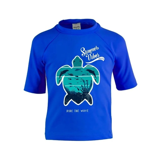 [KIDD-RFTORT-A1] ROFFT REMERA KIDS FILTRO UV Tortuga Azul T1