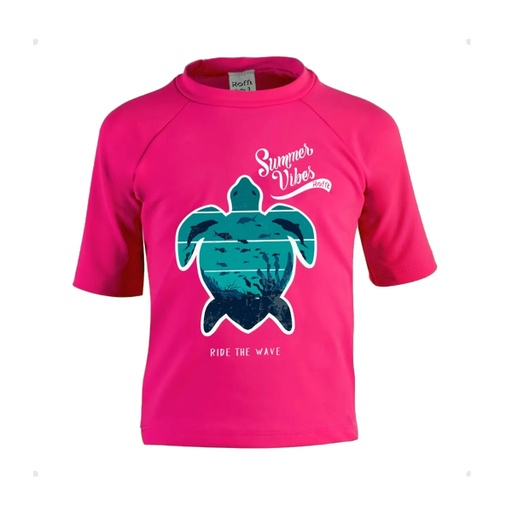 [KIDD-RFTORT-F4] ROFFT REMERA KIDS FILTRO UV Tortuga Fucsia T4