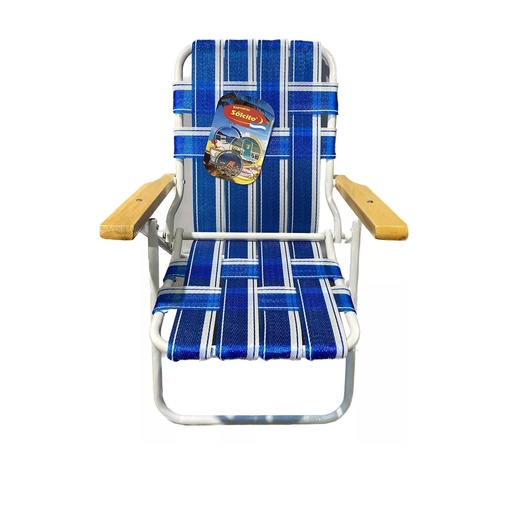 [SOL-2010 AzulBlanco] Reposera Silla Playera Infantil Reforzada Para Niños Solcito 2010