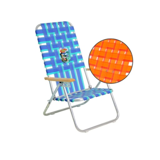 [SOL-1065 NaranjaRojo] Sillon Reposera Aluminio 7/8  Plegable 5 Posiciones Solcito 1065