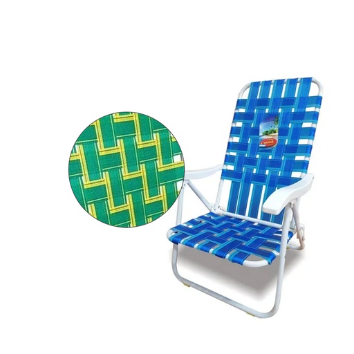 [SOL-1063 VerdeAmarillo] Reposera Silla Baja 6 Posiciones Caño 7/8" 1063