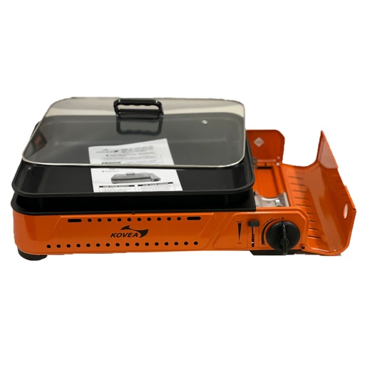 [PIR-P01007 Naranja] Anafe Cocina Camping Portatil Asadera Y Tapa Vidrio Gas