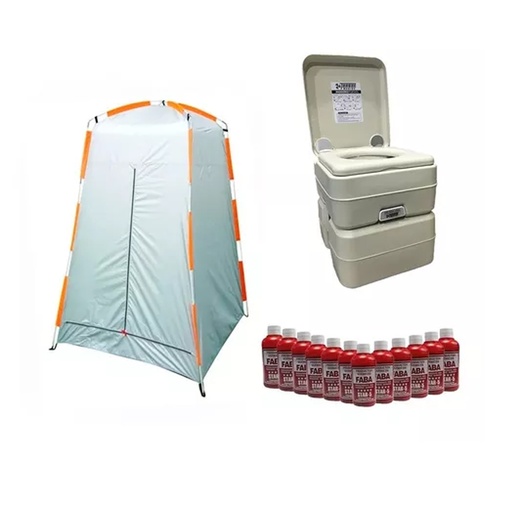 [GON-307078-20L-FABAX12] Inodoro Químico 20L + Carpa Baño Vestidor Ntk + 12 Disgregantes