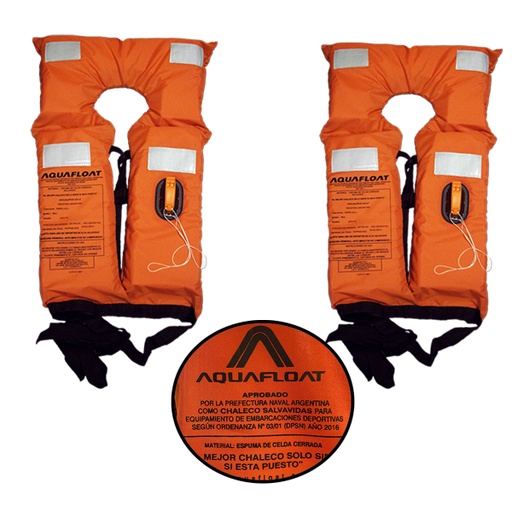[KIE-1010181201500x2] Chaleco Salvavidas Poncho Aprobado C/ Silbato Aquafloat Par
