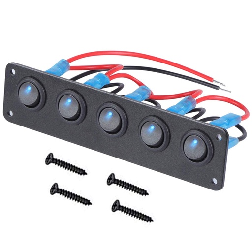 [TM-SF52113] Tablero Náutico 5 Teclas 12-24v Led Azul Barco Rv Motorhome