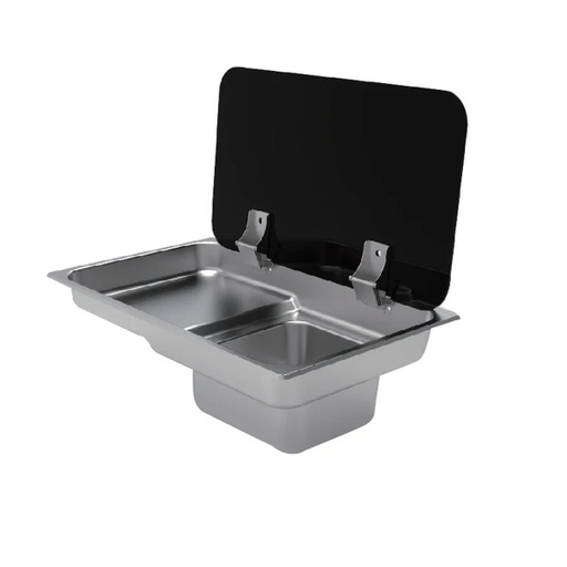 [TM-SF52232] Bacha Cocina Inoxidable C/tapa Vidrio Motorhome Barco Rv