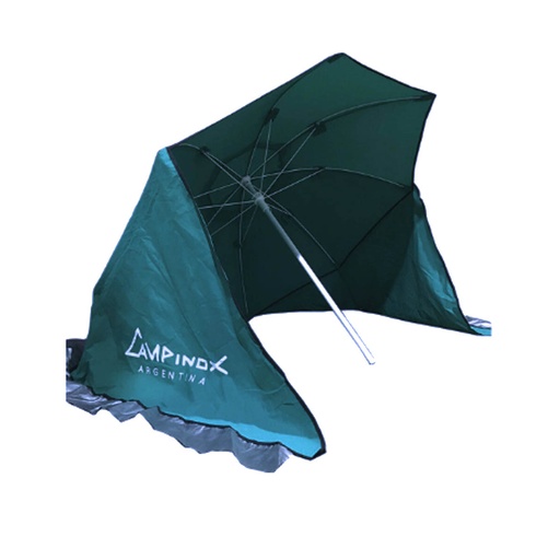 [CAM-090V Petroleo] Sombrilla Refugio Paraviento Reforzada 2m 8 Varillas Loneta Campinox