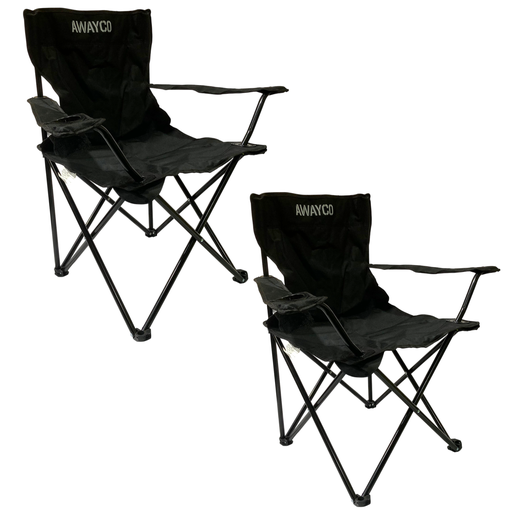[AW-1030006x2] Combo Dos Sillas Plegable SUN Awayco Camping Reforzada Pesca Director Reposera Negro 