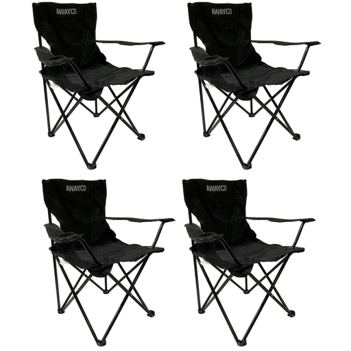 [AW-1030006x4] Combo Cuatro Sillas Plegable SUN Awayco Camping Reforzada Pesca Director Reposera Negro 