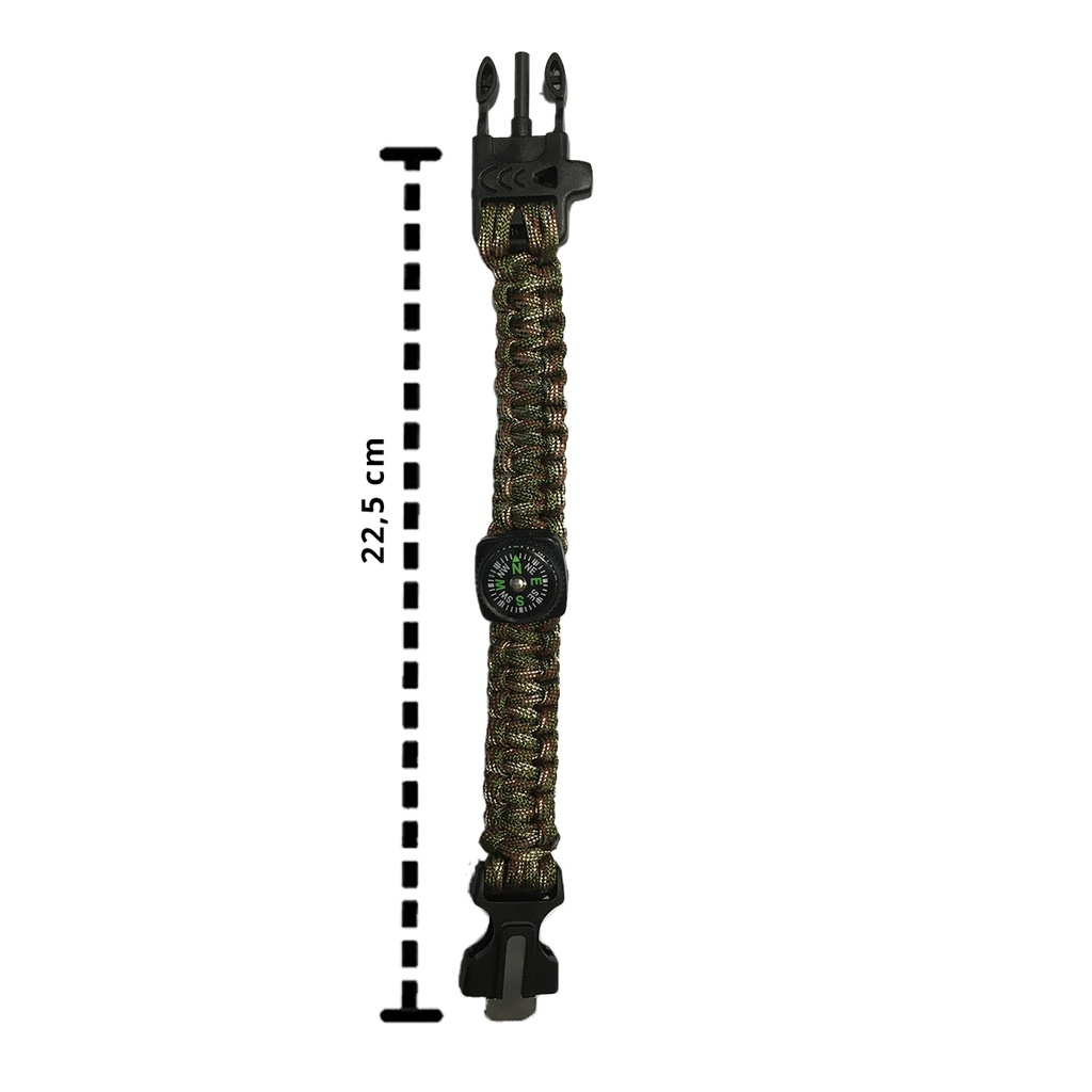 Pulsera Supervivencia Paracord Brújula Camping 5en1