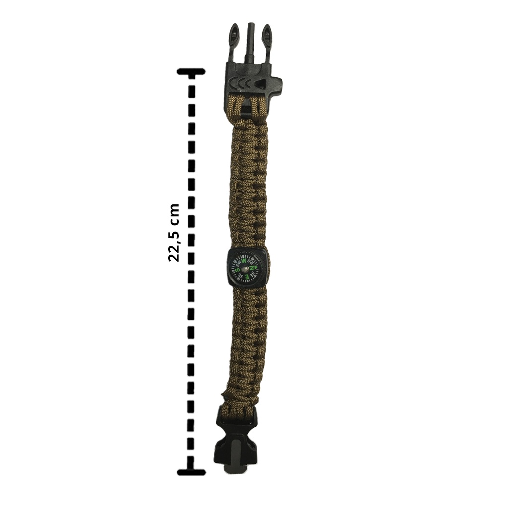 Pulsera Supervivencia Paracord Brújula Camping 5en1