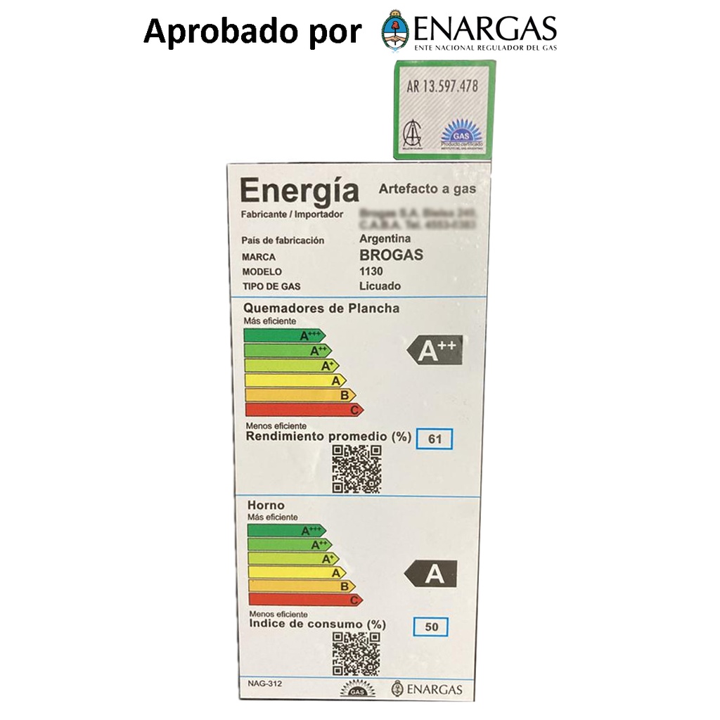 COCINA DE PIE ANGOSTA ACERO INOXIDABLE C/ TERMOCUPLA 33X58X85 GAS ENVASADO           