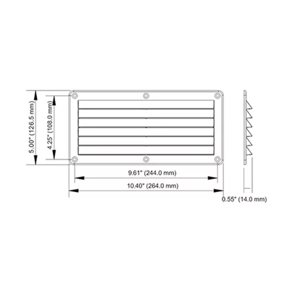 Rejilla Ventilación Plástica Rectangular 12,5x26cm Motorhome