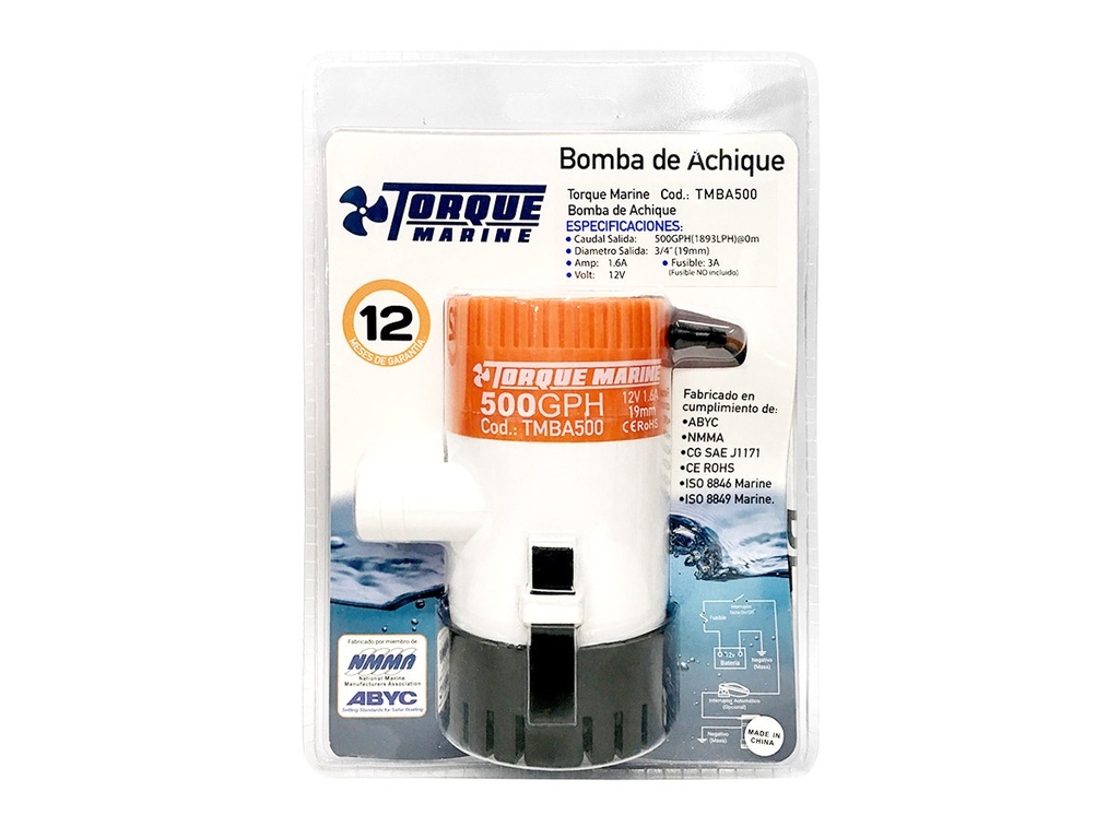 Bomba de Achique 500GPH Torque Marine Torque Marine